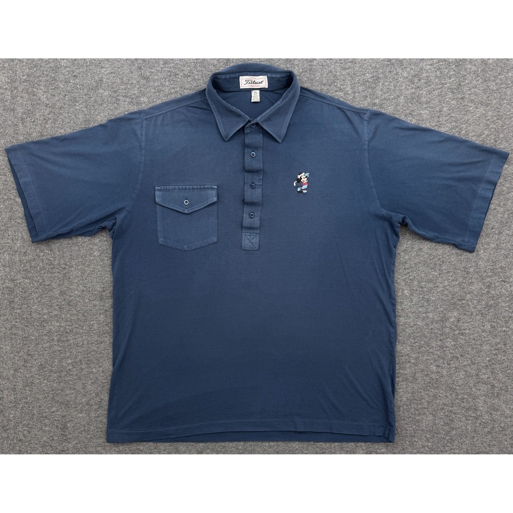 Vintage Titleist Disney Mickey Mouse Golf Polo Shirt Mens XL Blue Short Sleeve